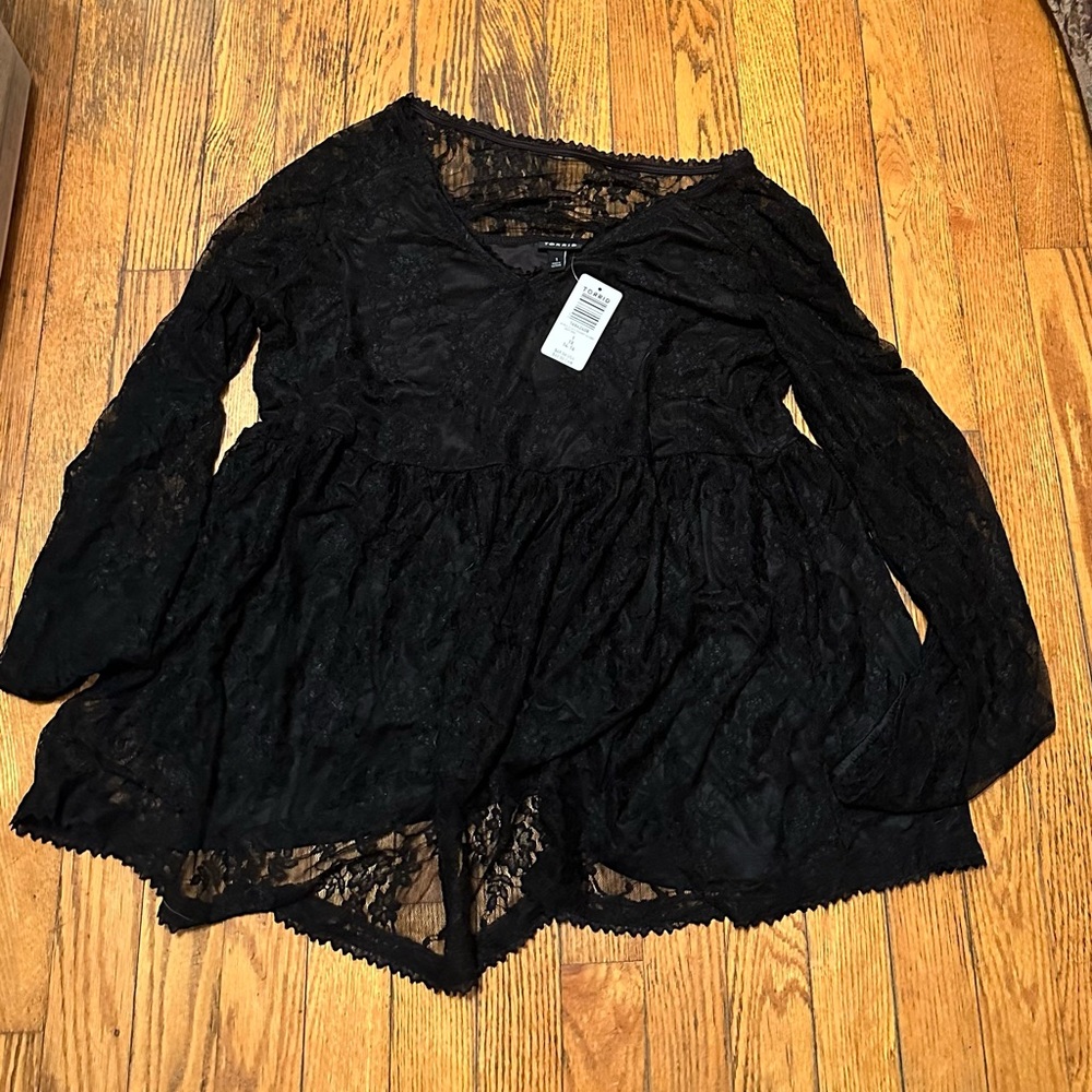 Torrid Black Asymmetrical Long Sleeve Blouse